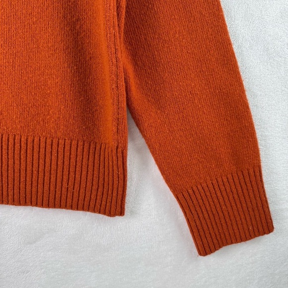 BANANA REPUBLIC Orange Italian Merino Wool Stripe Mock Neck 1/2 Zip Sweater Sz M - Picture 9 of 12